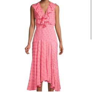 NWT SALONI Rita Ruffle Polka Dot Silk Pink Dress